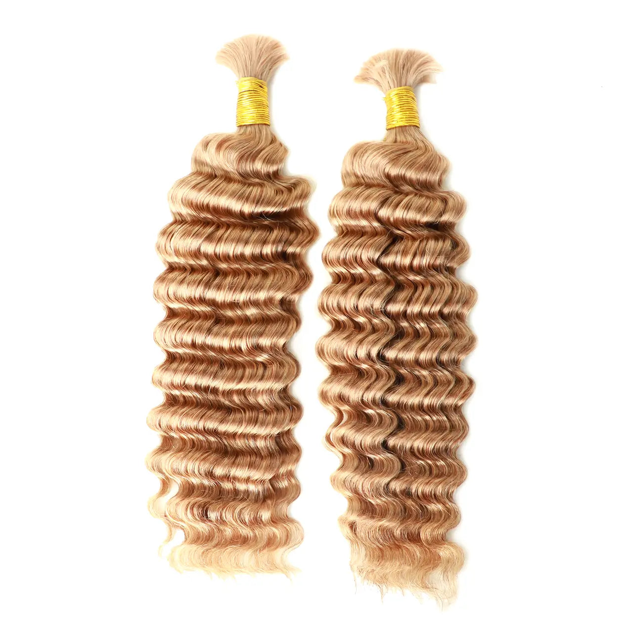 Two bundles medium blonde bulk human hair for boho box braiding deep wave double drawn