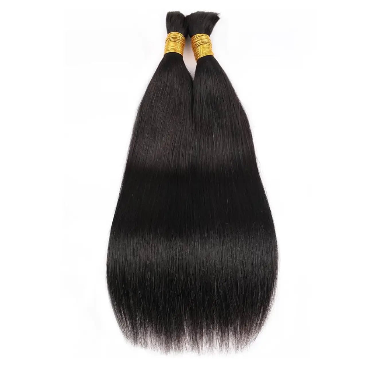 Two bundles of straight bulk human hair for braiding virgin human hair natural black