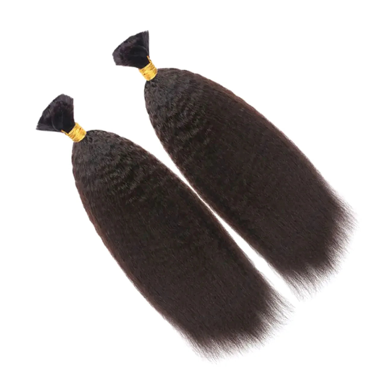 Two bundles single drawn kinky straight bulk hair for braiding natural black