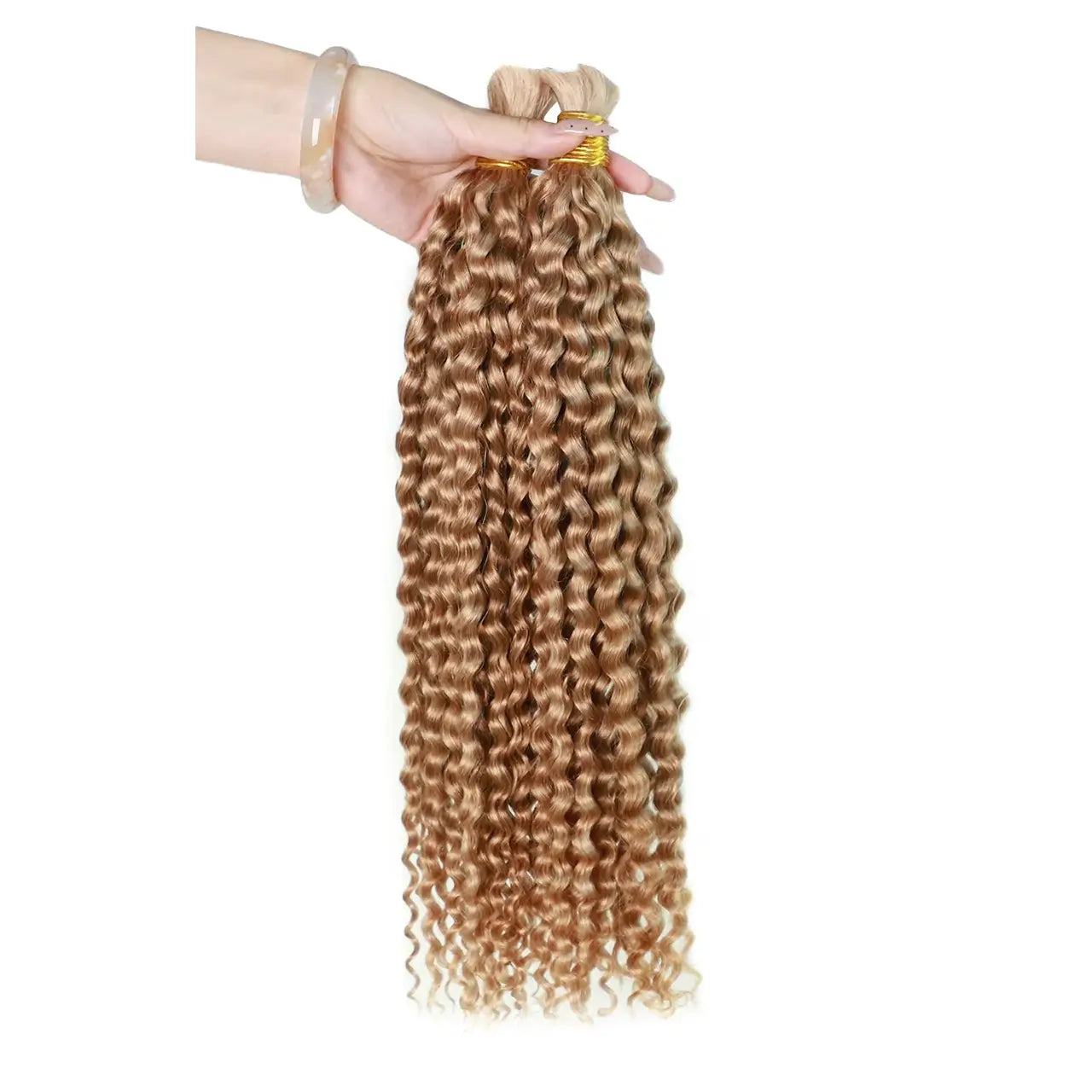 Two bundles water wave bulk human braiding hair golden brown 100g per pack