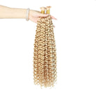 Water wave double drawn human bulk hair for braiding strawberry blonde